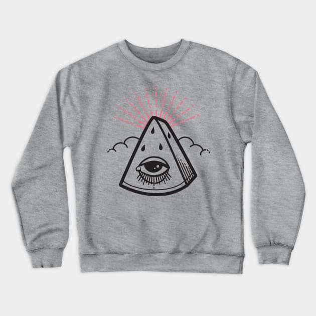 All-Seeing Watermelon in Melon-Pink Crewneck Sweatshirt by HeyRockee